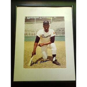 Hank Aaron Vintage 1970's Autographed Baseball Photo Atlanta Braves
